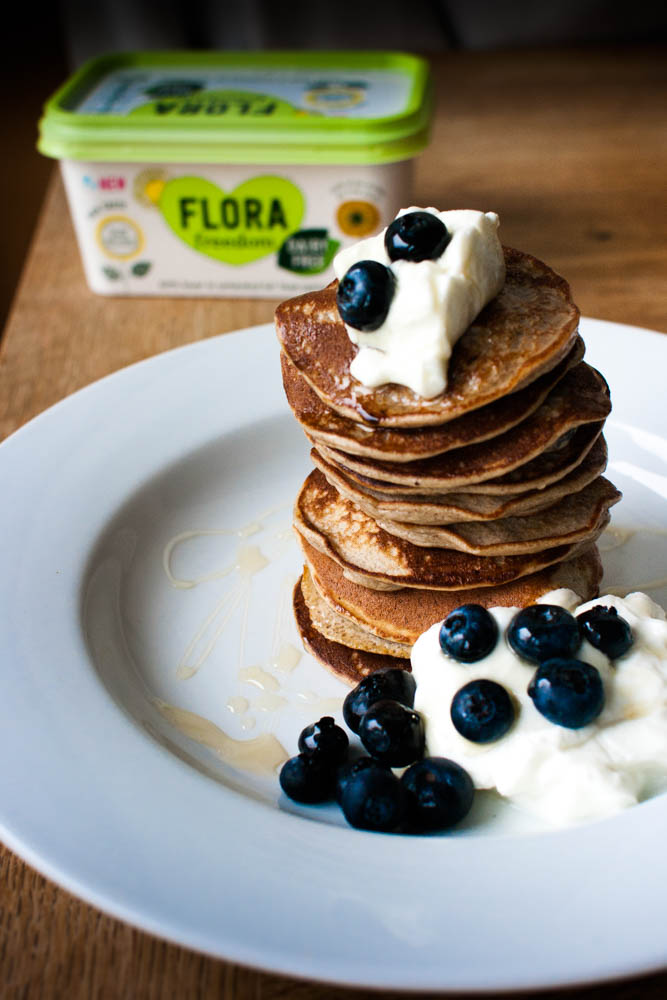 Flora Freedom Banana and Blueberry Post Workout Pancakes