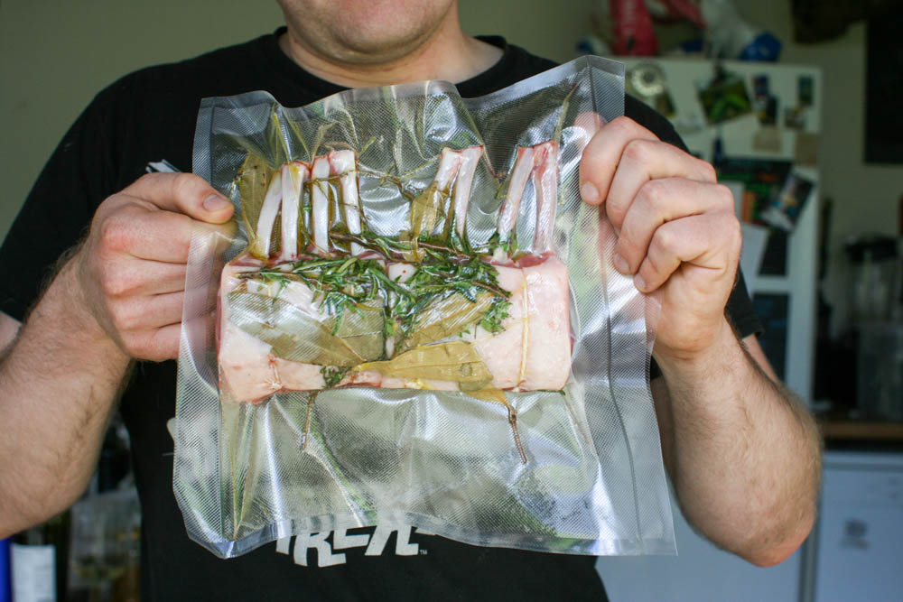 Sous-vide rack of lamb