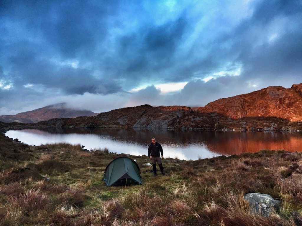 Rhinogs wild camping on Gloyw Lyn